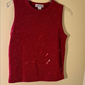dressbarn Red Sequin Sleeveless Glitter Tank